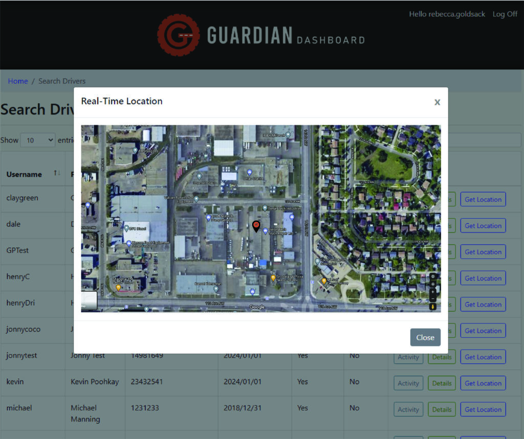 Guardian Elog GPS Tracking - Map